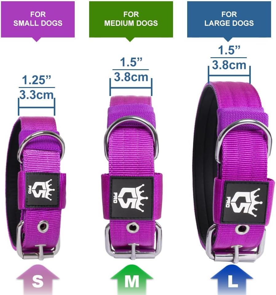 TSPRO Tactical Dog Collar 1.5 Inch Wide Thick Dog Collars with Heavy Duty Metal Buckle, Durable, Strong, Adjustable for Medium to Large Dogs (Black L)
