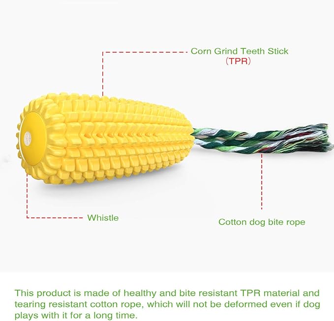 Carllg Dog Chew Toys for Aggressive Chewers, Indestructible Tough Durable Squeaky Interactive Dog Toys, Puppy Teeth Chew Corn Stick Toy for Small Medium Large Breed