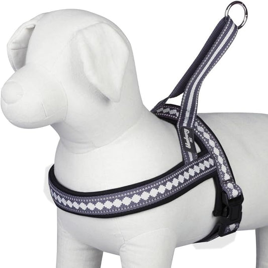 Blueberry Pet 4 Colors Soft & Comfy 3M Reflective Jacquard Padded Dog Harness, Chest Girth 20.5" - 26", Purple Grey, Medium, Adjustable Harnesses for Dogs