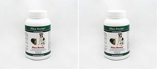 Flea Away All Natural Supplement for Fleas, Ticks, and Mosquitos Prevention for Dogs and Cats, 100 Chewable Treat Tablets, Single (Pack of 2)