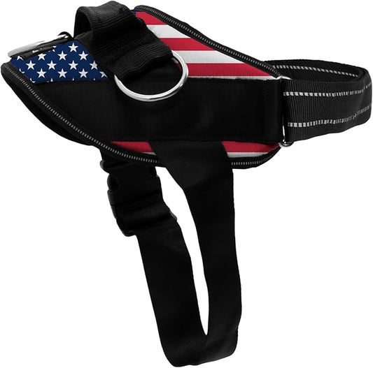 ShawnCo Essential Dog Harness, No-Pull Pet Vest with 3 Leash Clips, No Choke, Reflective, Adjustable and Padded, for Easy Walking and Training for Small, Medium and Large Dogs (Stars and Stripes, S)