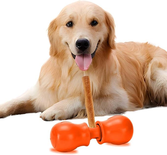 Bully Stick Holder - Improved Dog Treat Chew Holder,Fits Various Bully Sticks,Durable Safety Hold Device to Prevent Swallowed Ends and Choking, Large/Orange.