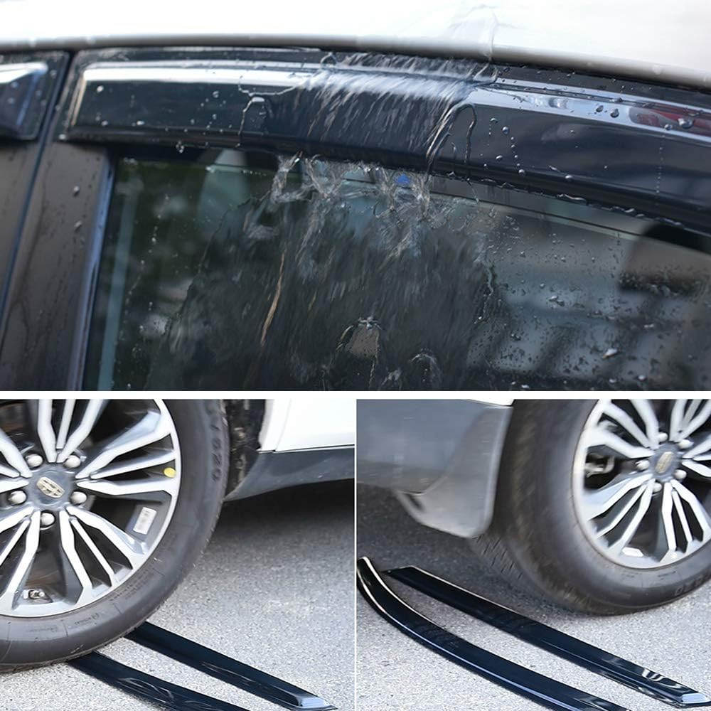 94514 Side Window Visor Wind Vent Deflector,4pcs Outside Mount Style Tap-On Sun Rain Guards Set,Dark Smoke Window Shade fit for 2007-2014 Chevy Tahoe/GMC Yukon