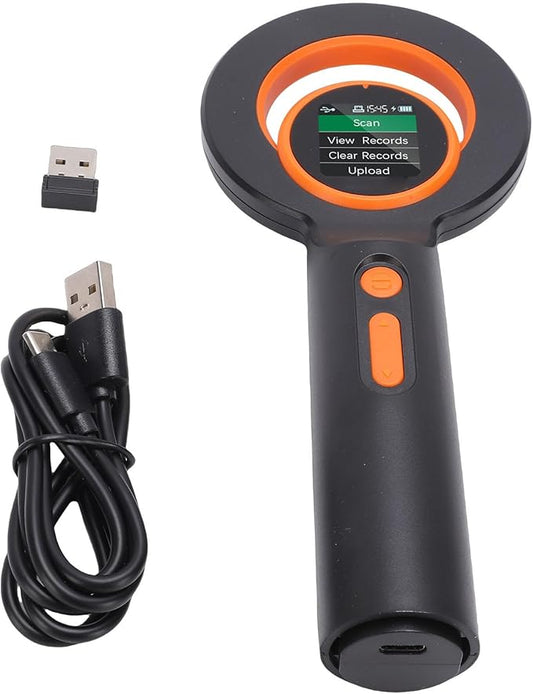 Pet Microchip Scanner, Portable Chip Reader 1.44 Inch TFT Screen Animal Microchip Scanner Support EMID FDX B Tag 240 Tag Data Storage 2.4GHz Wireless BT USB Connection