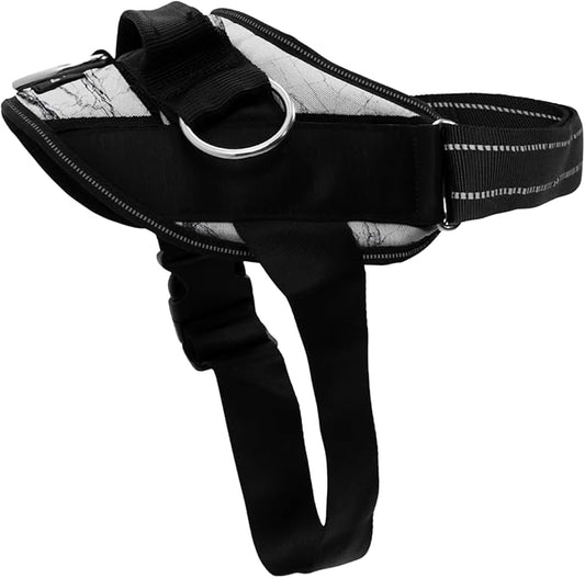 ShawnCo Essential Dog Harness, No-Pull Pet Vest with 3 Leash Clips, No Choke, Reflective, Adjustable and Padded, for Easy Walking and Training for Small, Medium and Large Dogs (White Marble, S)