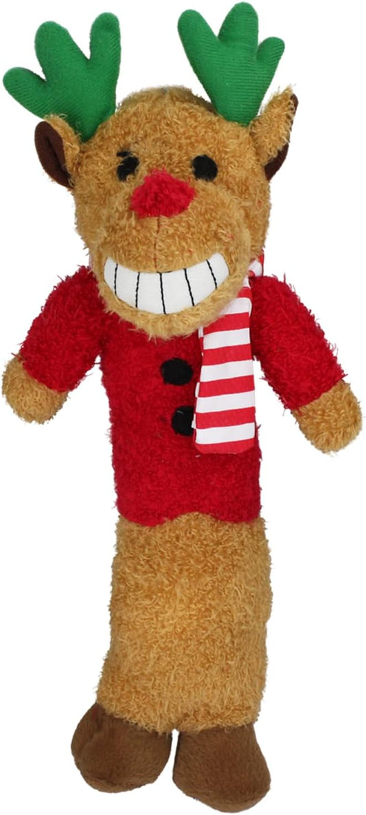 Multipet Original Loofa Reindeer Dog Plush Toy - Squeaky Toys for All Dogs - Extra Soft Plush - Stuffed Animal for Cuddling & Playing - Cute Dog Pet Toy (12”)