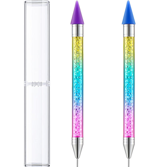 Tatuo 2 Pieces Rhinestone Picker Dotting Pen, Dual Ended Rhinestone Gems Crystals Studs Picker Wax Pencil Pen Crystal Beads Hand