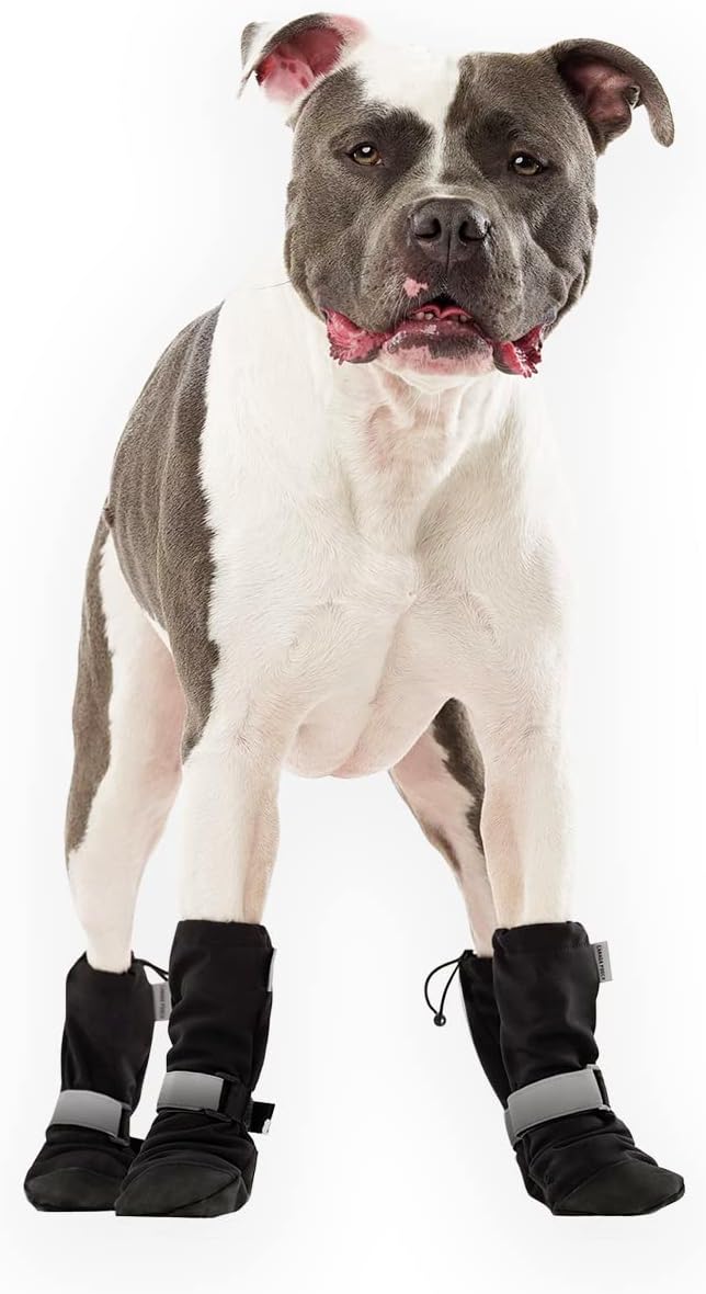 Canada Pooch Dog Winter Boots - Paw Protection, Anti-Slip Dog Shoes with Reflective Strap, Easy On for Small Medium Large Dog Booties - Black, Size 3