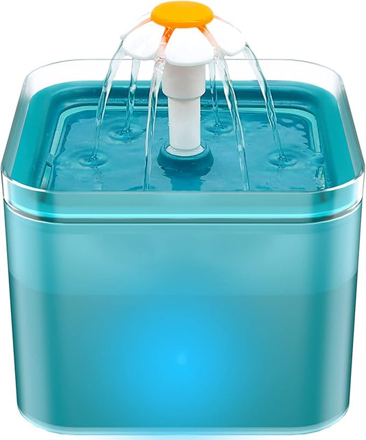 Cat Water Fountain for Drinking: Automatic Dog Bowl Dispenser - Pet Waterer Bowls Fountains - Auto Cats Dish Supplies - Quiet Animal Watering Machine - 67oz/2L Green Kitty Drink Dishes - AONBOY