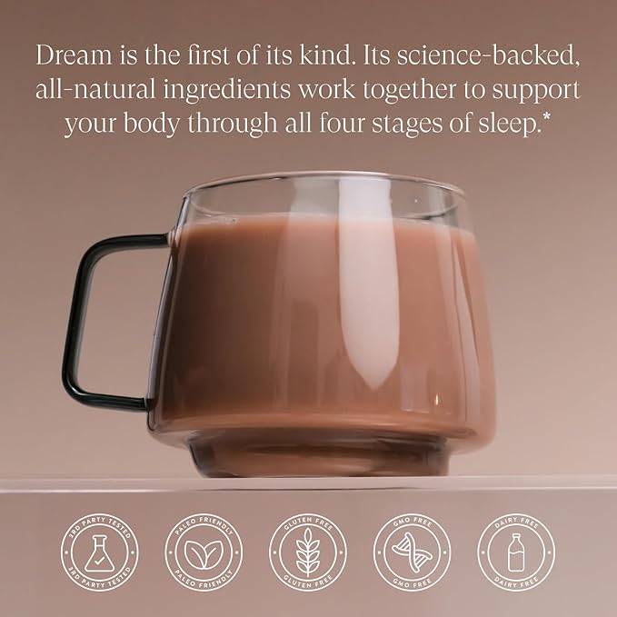 Beam Dream Sleep Powder, Sleep Aid, Sleep Aids for Adults, Contains Magnesium, Melatonin, L Theanine, Apigenin, Natural Sleep Supplement, Vegan, Non GMO, 3rd Party Tested, 5 Servings, Sea Salt Caramel