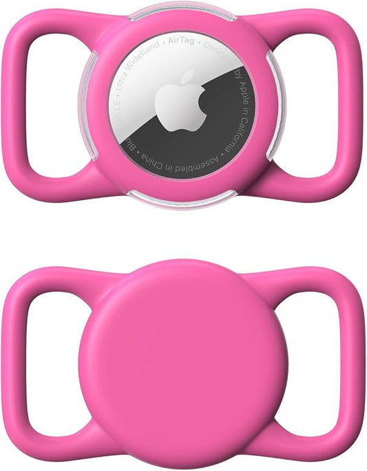 Waterproof Airtag Holder for Dog Collar, Soft Full-Body Protective Airtag Holder for Dog & Cat Collars, Ultra-Durable, Easy Installation, Lightweight Clear Airtag Case (Rose, Regular)