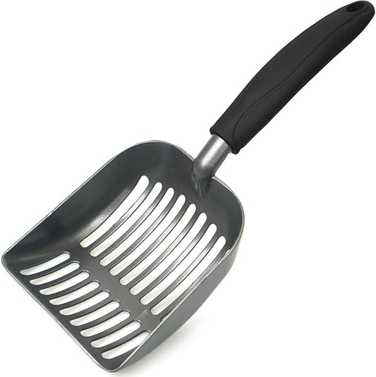 Cat Litter Scoop, Kitty Metal Scooper, Aluminum Alloy Sifter, Kitten Pooper Lifter, Deep Shovel, Long Handle, Poop Sifting, Durable, Heavy Duty, for Litter Box