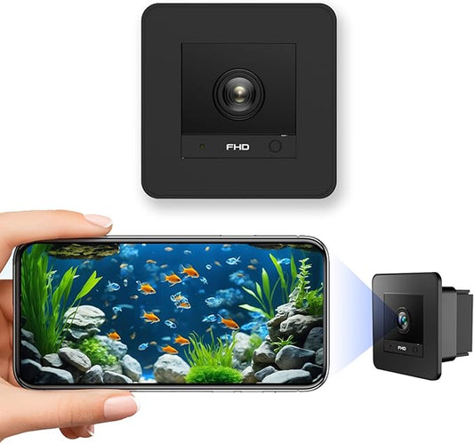 Fish Tank Camera, 2K HD for Aquarium & Reptile Terrarium, 140° Wide-Angle with Anti-Glare, Night Vision, WiFi Pet Camera with AI Motion Detection, 2-Way Audio, 24/7 Cloud/SD Recording (Black)