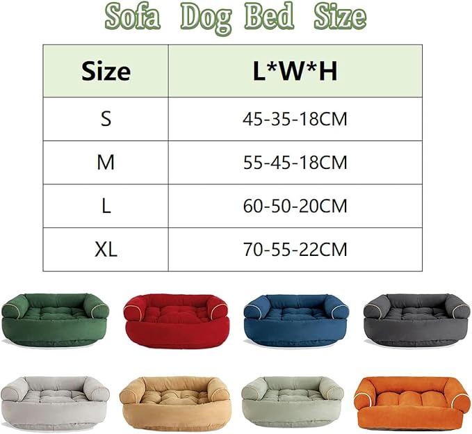 Suede Sofa Dog Bed, Multiple Sizes Orthopedic Memory Foam Mattress, Durable and Calming, Washable Dog Bed with Anti-Slip Bottom S Green