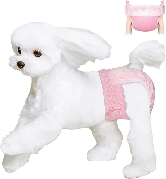 Ambreview Disposable Dog Diapers Female, Just Pull It Up, Doggie Diapers for Female Dogs, Strong Absorbency | Leak Proof, for Dogs in Heat | Elderly | Disabled, XS 30 PCS