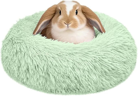 Bunny Rabbit Hideout Bed Small Animal Bedding Donut-Shaped Burrowing Pet Bed Soft and Warm Hideaway with Spandex and Fleece Bottoms Cozy Carrier, Cage Accessories
