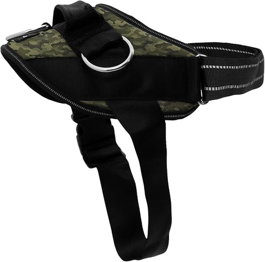 ShawnCo Essential Dog Harness, No-Pull Pet Vest with 3 Leash Clips, No Choke, Reflective, Adjustable and Padded, for Easy Walking and Training for Small, Medium and Large Dogs (Military Camo, S)