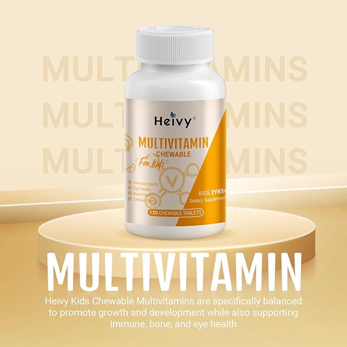 Toddlers Multivitamins, Kids Chewable Vitamin D3, C, Vitamin B12, B6, Vitamin A, E & Zinc for Immune Support and Health, 120 Chewable Tablets