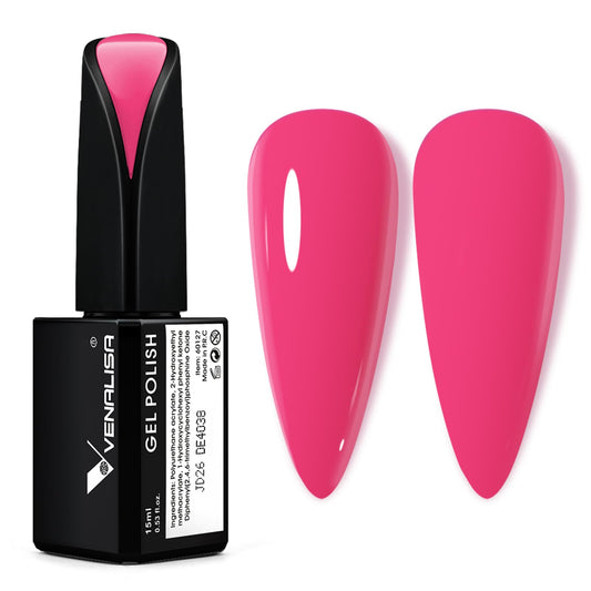 Venalisa 15Ml Hot Pink Gel Nail Polish, Bright Neon Pink Gel Polish Summer Color Soak Off Uv Led Nail Gel Polish Nail Art Starte