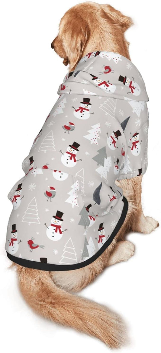 Christmas Gray Snowman Hoodie,Christmas Cosplay Dog Clothes with Pocket and Hat Winter Clothes Sweaters X-Small