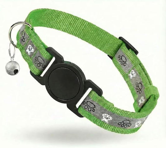 Cat Collar Breakaway, Reflective Kitten Collar with Bell, Safety Buckle Kitten Collar, Lightweight, Adjustable, Comfortable, Suitable for Boy Girl Cats (7"-13") Emerald