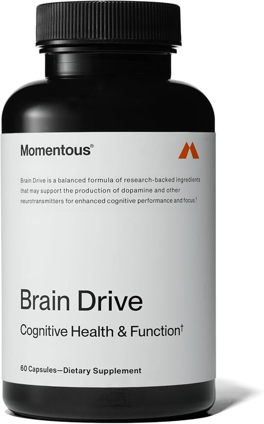 Momentous Brain Drive Nootropic Supplement - Brain Supplement for Memory and Focus Support - NSF Certified, GMO-Free, Gluten Free, 30 Servings
