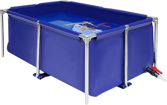 Canvas Fish Pond, Rectangular Aquarium Fish Tank Ornamental Swimming Pool Koi Breeding Pond Foldable Water Storage Reservoir Swimming Pool for Fish, Lobster, Prawns