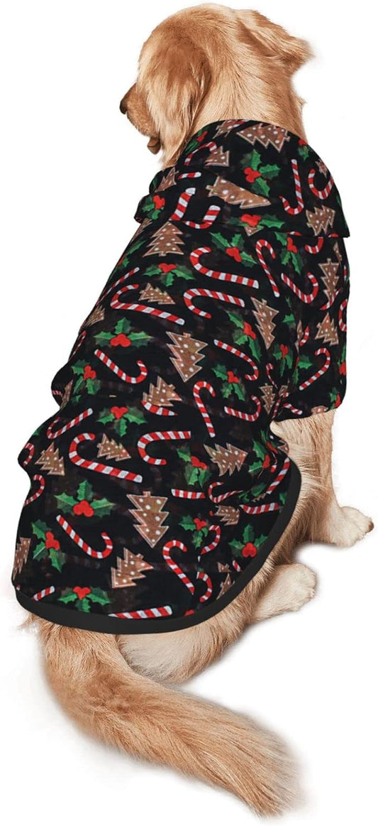 Christmas Tree Black Hoodie,Christmas Cosplay Dog Clothes with Pocket and Hat Winter Clothes Sweaters Small