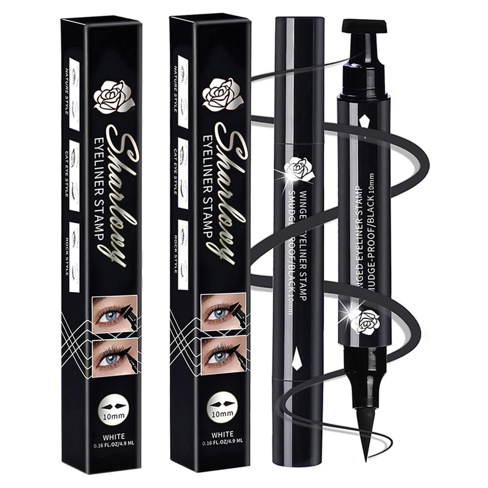 Bonniestore Winged Eyeliner Stamp 2 Pack,Dual-Ended Eyeliner Stamp For Perfect Wing Cat Eyes,Long Lasting Liquid Eyeliner Pen Wa