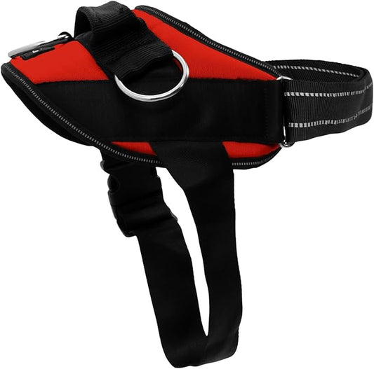 ShawnCo Essential Dog Harness, No-Pull Pet Vest with 3 Leash Clips, No Choke, Reflective, Adjustable and Padded, for Easy Walking and Training for Small, Medium and Large Dogs (Mustang Red, L)