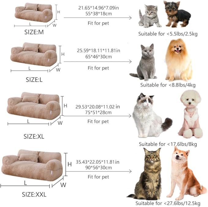 Soft Fluffy Self-Warming Cat Bed | Washable Pet Sofa for Indoor Cats & Small Dogs | Cute Princess-Inspired Kitten Couch & Puppy Bed(Pink,29.53''*20.08''*11.02'')
