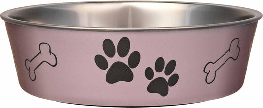 Loving Pets Bella Dog Bowls- Stainless Steel Dog & Cat Bowls - Spill Proof Dog Food Bowl, Cat Bowl, Puppy Essentials & Pet Supplies Great for Home & Travel (Large 35-65 lbs, Grape)