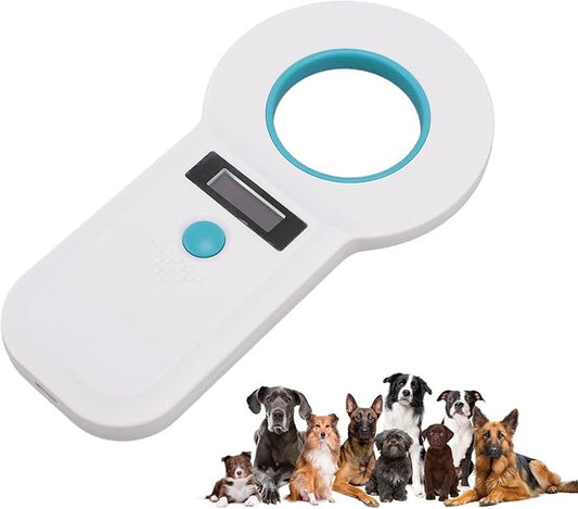 Diyeeni Portable Pet Chip Scanner, Animal Handheld Reader, 128 Sets of Data Storage, 15 Digits Animal Chip Registration RFID Microchips Scanner, USB Connects to PC (White)