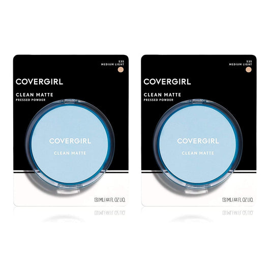 Covergirl Clean Matte Pressed Powder, Medium Light, 0.35 Oz, Pack Of 2 (Packaging May Vary)