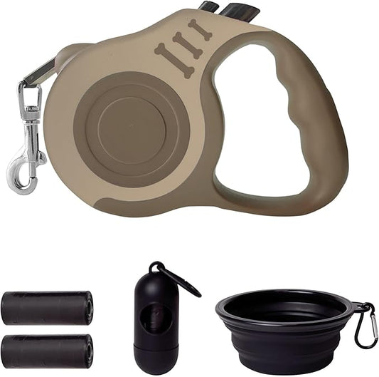 Retractable Dog Leash Automatic Telescopic Tractor Dog Tape, Pet Tape 10/16 FT Durable and Convenient, with Folding Bowl, Dispenser, Rubbish Bags, Suitable for Small and Medium Dogs