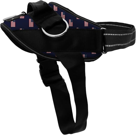 ShawnCo Essential Dog Harness, No-Pull Pet Vest with 3 Leash Clips, No Choke, Reflective, Adjustable and Padded, for Easy Walking and Training for Small, Medium and Large Dogs (USA Flag,S)