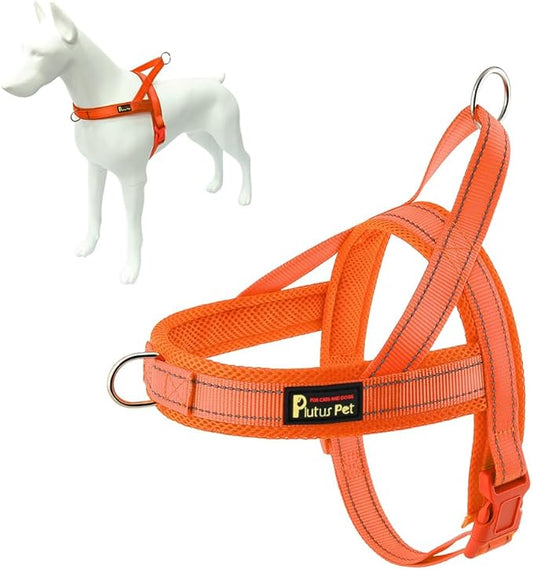 Plutus Pet No Pull Dog Harness with Breathable Mesh Padded, Adjustable Reflective Escape Proof Dog Harness, Quick Fit Dog Vest Harness for Small Medium Large Dogs(S, Orange)