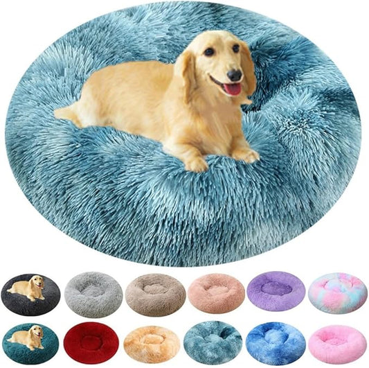 Calming Donut Dog & Cat Bed, 36 Inch Round Fluffy Dog Beds for Small Medium Large Dogs and Cats Anti-Anxiety, Puppy Bed, Washable Round Cozy Soft Pet Bed