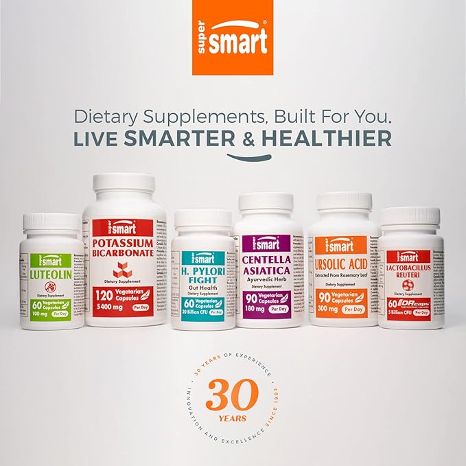 SuperSmart - Super Ashwagandha 600mg per Day (Patented) - KSM-66 Ashwagandha - High Potency 5% Withanolides | Non-GMO & Gluten Free - 120 Vegetarian Capsules