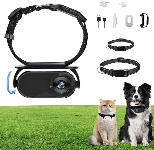 Waterproof Dog Camera 2.0-1080p Pet Action Camera with Real-time Feed, Mini Wireless Cat Camera, Includes 32gb Sd Card for Pets & Dogs Black