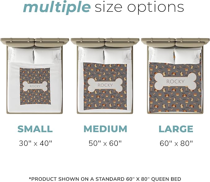 Prints Next Day – Custom 50" x 60" Sherpa Pet Lightweight Blanket with Name - Gift for Dog or Cat Owners - Personalized Couch Throw - Puppy Patterned - Printed in America