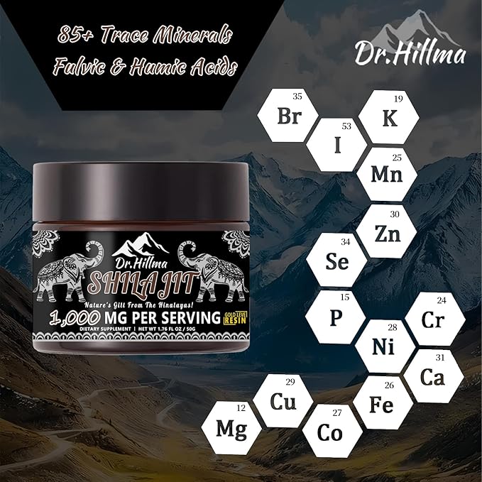Shilajit Pure Himalayan Organic1000 MG Pure Shilajit Natural Resin Gold Grade Shilajit Resin with 85+ Plant-Derived Trace Minerals and Fulvic Acid, Energy & Immune Suport for Men and Women(50 Grams)