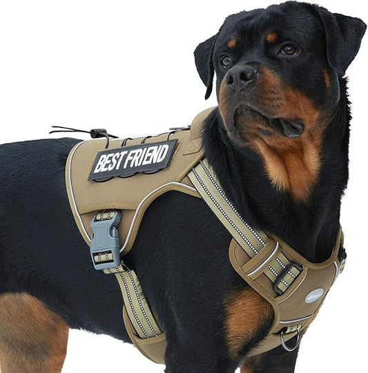AUROTH Tactical Harness for Large Dogs No Pull Adjustable Pet Harness Reflective Working Training Easy Control Military Service Pet Vest Army Yellow XL