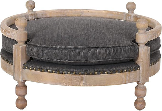 Christopher Knight Home Rines Upholstered Medium Pet Bed - Charcoal/Antique Natural