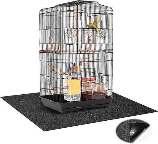 48 x 48 Inch Large Felt Bird Cage Mat, 3mm Thick Absorbent Felt Surface with Non-Slip Backing, Durable Under Pet Cage Mat for Bird Cages Tear-Resistant & Water-Absorbing Pad