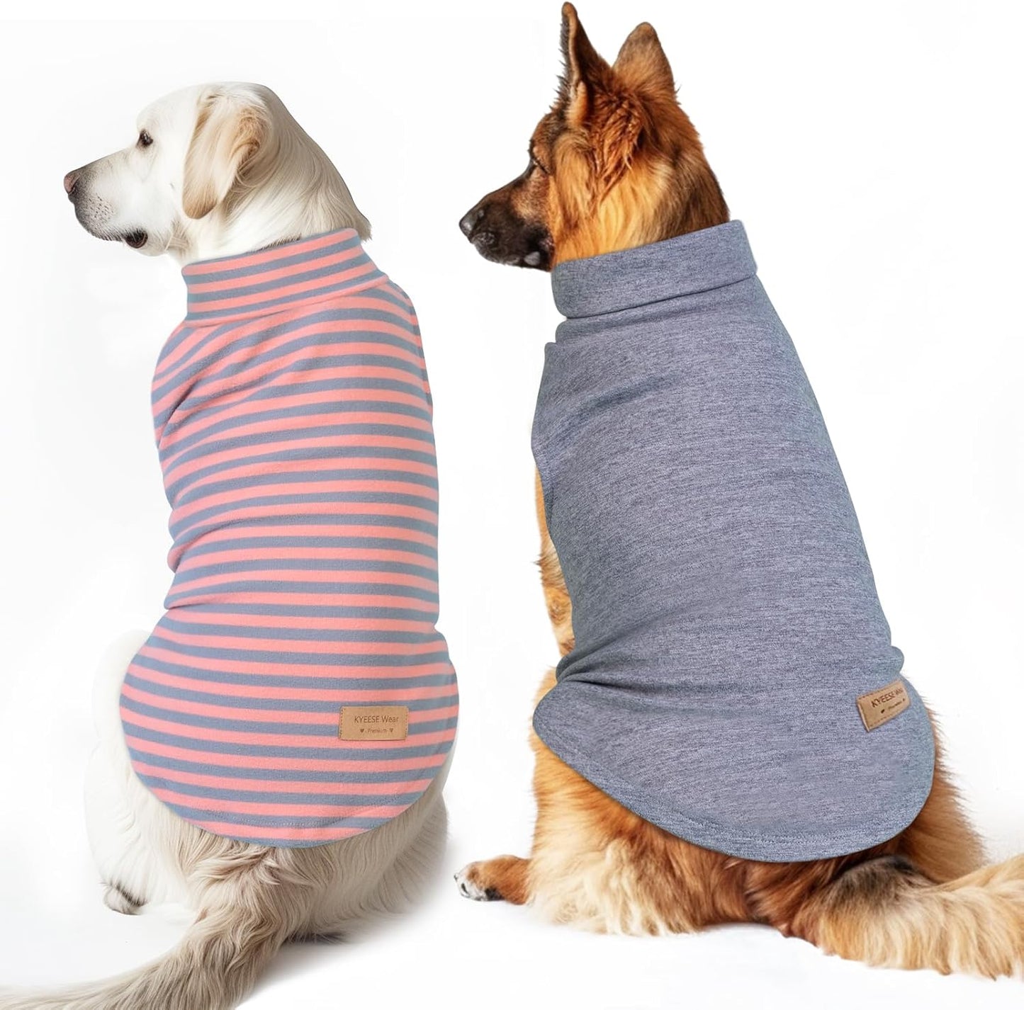 KYEESE 2Pack Dog Sweater Warm Dogs Clothes Stretchy Pet Sweater Large Size Pets Soft Pet Sweatshirt Pullover Turtleneck Pets Coats Dog Sweaters for Large Dogs