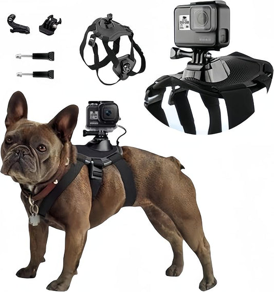 Dog Harness for Gopro, with 2 Mouting Base,Soft Adjustable for Small Medium and Large Dogs for Gopro 12 11 10 9 8 7 6 5 4 3, for DJI Osmo Pocket Camera and Insta360