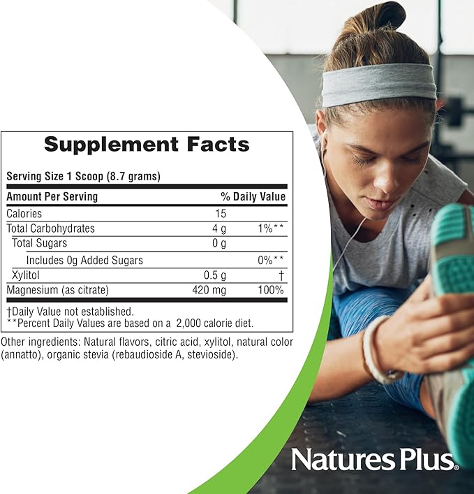 NaturesPlus KalmAssure Magnesium Powder - 1.15 lb, Pack of 2 - Orange Flavor - Supports Nerve and Muscle Relaxation - Non-GMO, Gluten Free, Vegan - 120 Total Servings