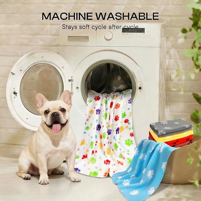 LINENLUX Cute Dog Blanket for Small Medium Dogs 6-Pack Soft Stretchy Fleece Blankets for Pet Cat Puppy Warm Wrinkle-Resistant Throw for Couch Bed Outdoor Yellow 31x24 inch (Pack of 6)
