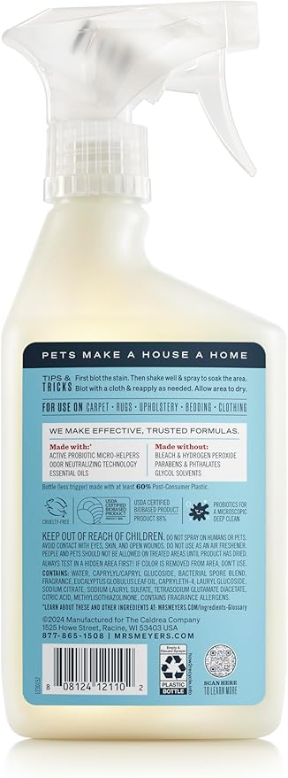 Mrs. MEYER'S CLEAN DAY Pet Stain & Odor Fighter, Coconut Leaf Scent, 16oz